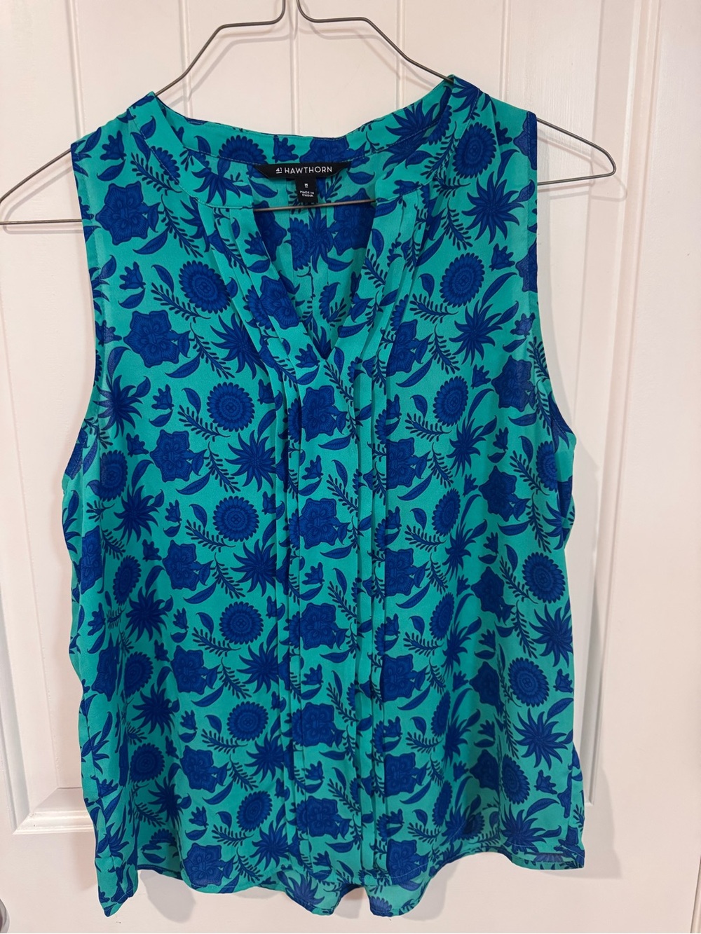 41 Hawthorn Teal & Blue Floral Sleeveless Blouse